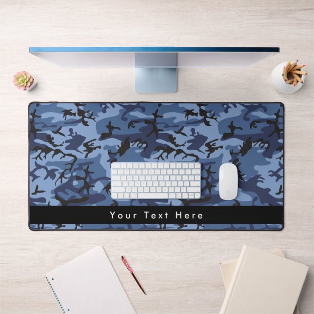 Navy Camo, Blue Camouflage, Military, Army Desk Mat (Office 1)