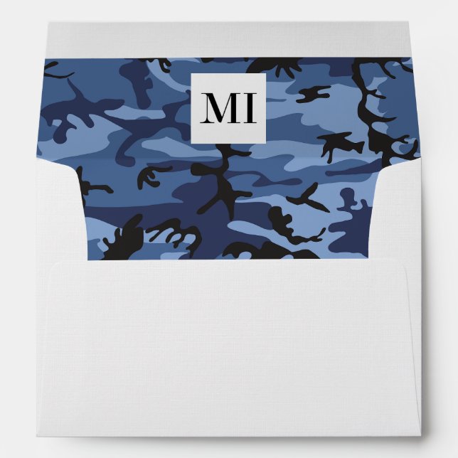 Navy Camo, Blue Camouflage, Military, Army Envelope (Back (Bottom))