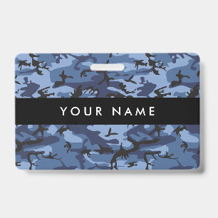 Navy Camo, Blue Camouflage, Military, Army ID Badge