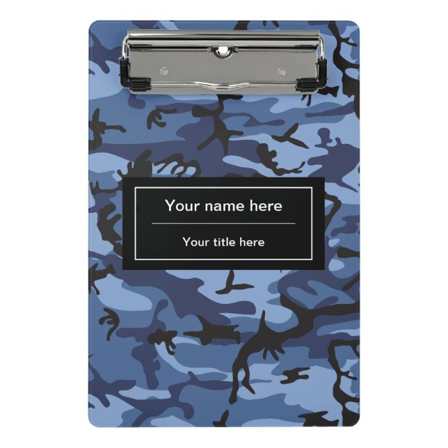 Navy Camo, Blue Camouflage, Military, Army Mini Clipboard (Front)