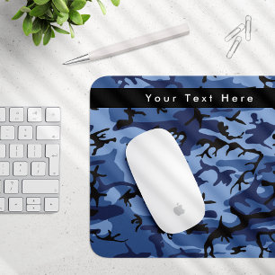 Navy Camo, Blue Camouflage, Military, Army Mouse Mat
