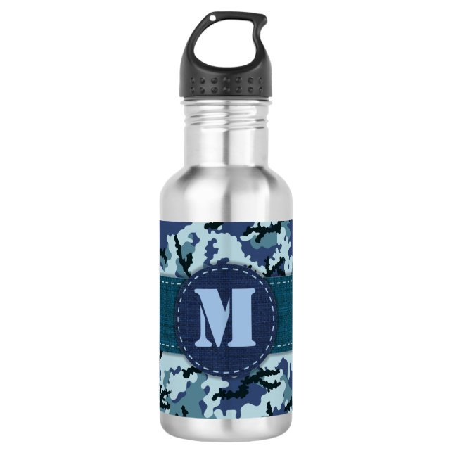 Navy camouflage 532 ml water bottle (Front)