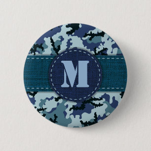 Navy camouflage 6 cm round badge