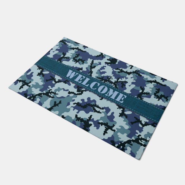 Navy camouflage doormat (Angled)