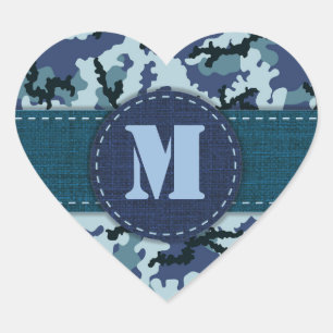 Navy camouflage heart sticker