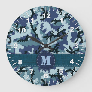 Navy camouflage large clock