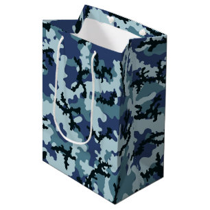 Navy camouflage medium gift bag