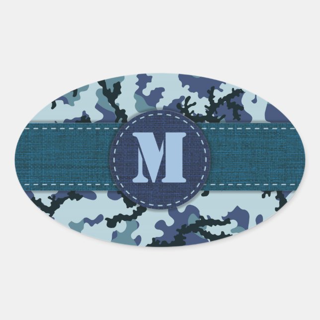 Navy camouflage oval sticker (Front)