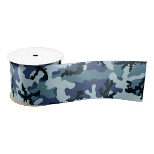 Navy camouflage satin ribbon