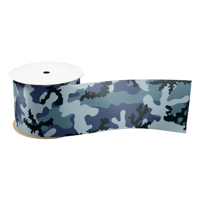 Navy camouflage satin ribbon (Spool)
