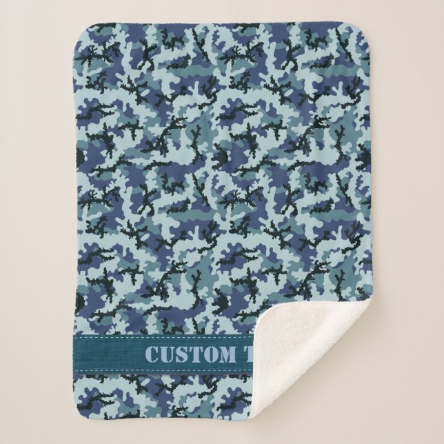 Navy Camouflage Sherpa Blanket (Front)