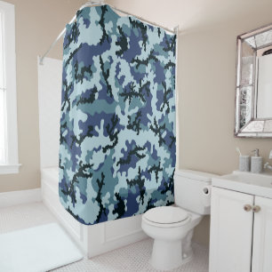 Navy camouflage shower curtain