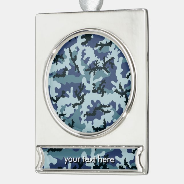 Navy camouflage silver plated banner ornament (Left)
