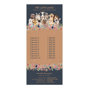 Navy Cats Dogs Price List Pet Services Rack Card