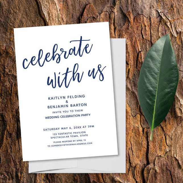 Navy Celebrate with Us Casual Modern Wedding Party Invitation (Creator Uploaded)