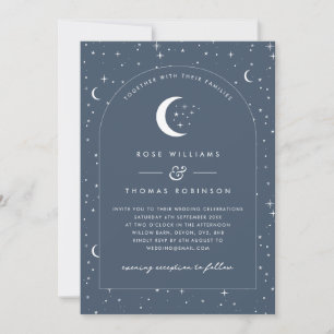 Navy Celestial Arched Wedding Invitation Photo