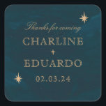 Navy Celestial Fantasy Gold Ivy Wedding  Square Sticker<br><div class="desc">Navy Gold Ivy Golden  Elegant Wedding</div>