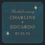 Navy Celestial Fantasy Gold Ivy Wedding  Square Sticker<br><div class="desc">Navy Gold Ivy Golden  Elegant Wedding</div>
