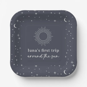 Navy Celestial First Trip Around The Sun Paper Plate