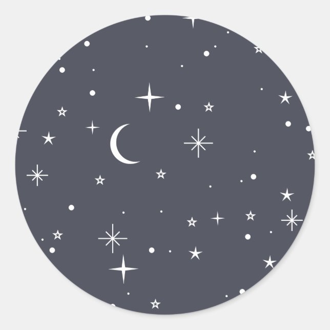 Navy Celestial Pattern Classic Round Sticker (Front)