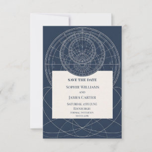 Navy Celestial Star Map Wedding Save The Date