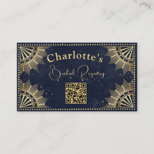 Navy Celestial Sun Moon Bridal Registry QR code Enclosure Card