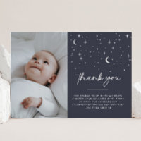 Navy Celestial Sun Photo Thank You Card