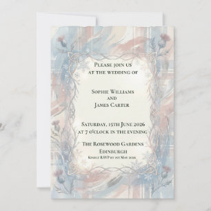 Navy Celtic Thistle Wedding Invitation