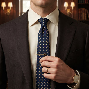Navy & Champagne Classic Dot Tie
