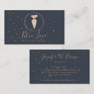 Navy Chef Utensils Whisk Spoon Pastry bag Bakery Business Card