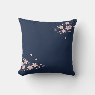Navy Cherry Blossom Branch Cushion