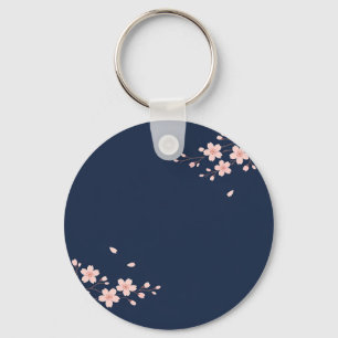 Navy Cherry Blossom Branch Key Ring
