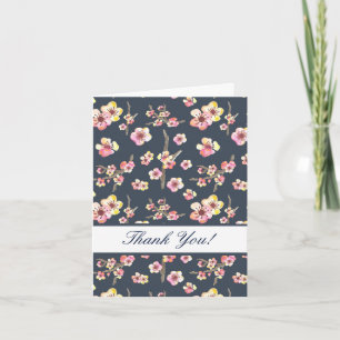 Navy Cherry Blossom Floral Thank You