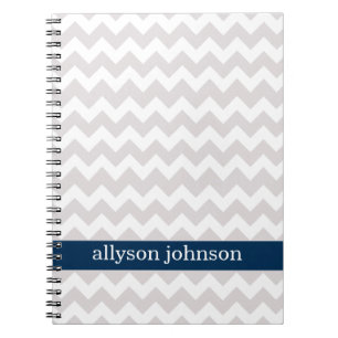 Navy Chevron Pattern Personalised Note Book