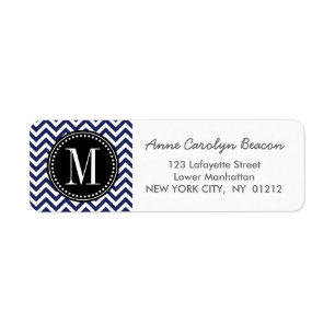 Navy Chevron Zigzag Personalised Monogram