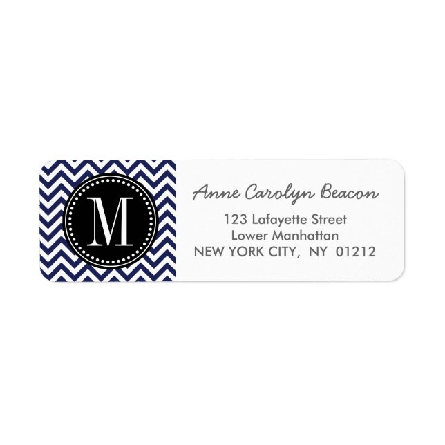 Navy Chevron Zigzag Personalised Monogram (Front)