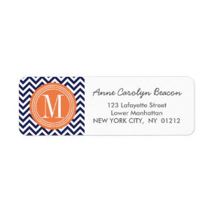 Navy Chevron Zigzag Personalised Monogram