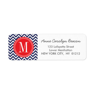 Navy Chevron Zigzag Personalised Monogram