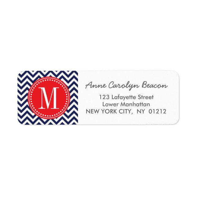 Navy Chevron Zigzag Personalised Monogram (Front)