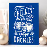 Navy Chillin With My Gnomies Christmas Gnome Holiday Card<br><div class="desc">Navy Chillin With My Gnomies Christmas Gnome Holiday Card. Personalize this custom modern design with your own inside greeting.</div>