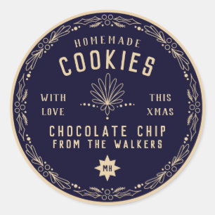 Navy Chocolate Cookie Christmas DIY gift label 