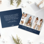 NAVY Christmas Elegant 6 Collage Photo message Holiday Card<br><div class="desc">Share your family’s highlights with this year-in-review Christmas card featuring a simple, minimal, and clean design. The front includes a modern 6-photo collage paired with the festive greeting “Merry Christmas” in an elegant serif font over a Classic and chic Navy Blue colour, with space to personalise your family name or...</div>