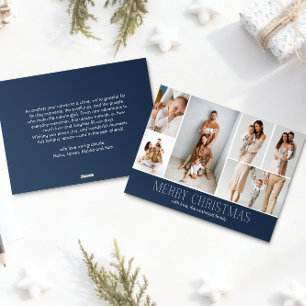 NAVY Christmas Elegant 6 Collage Photo message Holiday Card