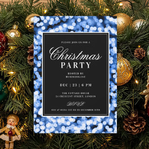 Navy Christmas Glam Lights Holiday Party Invitation