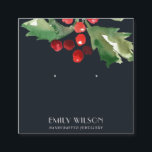 NAVY CHRISTMAS HOLLY BERRY STUD EARRING DISPLAY SQUARE BUSINESS CARD<br><div class="desc">If you need any further customisation please feel free to message me on yellowfebstudio@gmail.com.</div>