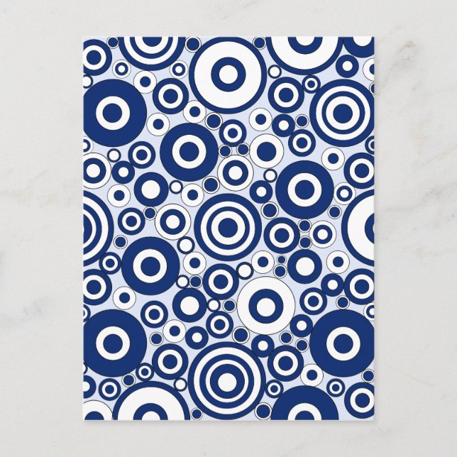 Navy Circles and Dots Postcard (Front)