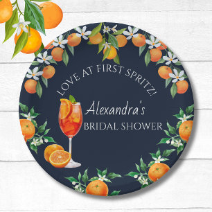 Navy Citrus Love at First Spritz Bridal Shower  Paper Plate