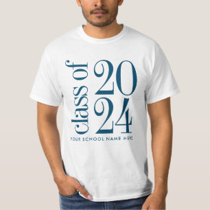 Navy Class of 2024 Graduation with School Name T-Shirt