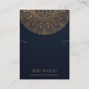 NAVY CLASSIC GOLD ORNATE MANDALA NECKLACE DISPLAY BUSINESS CARD