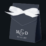 Navy Classic Modern Monogram Wedding Favour Box<br><div class="desc">Navy Classic Modern Monogram Wedding Favour Boxes</div>